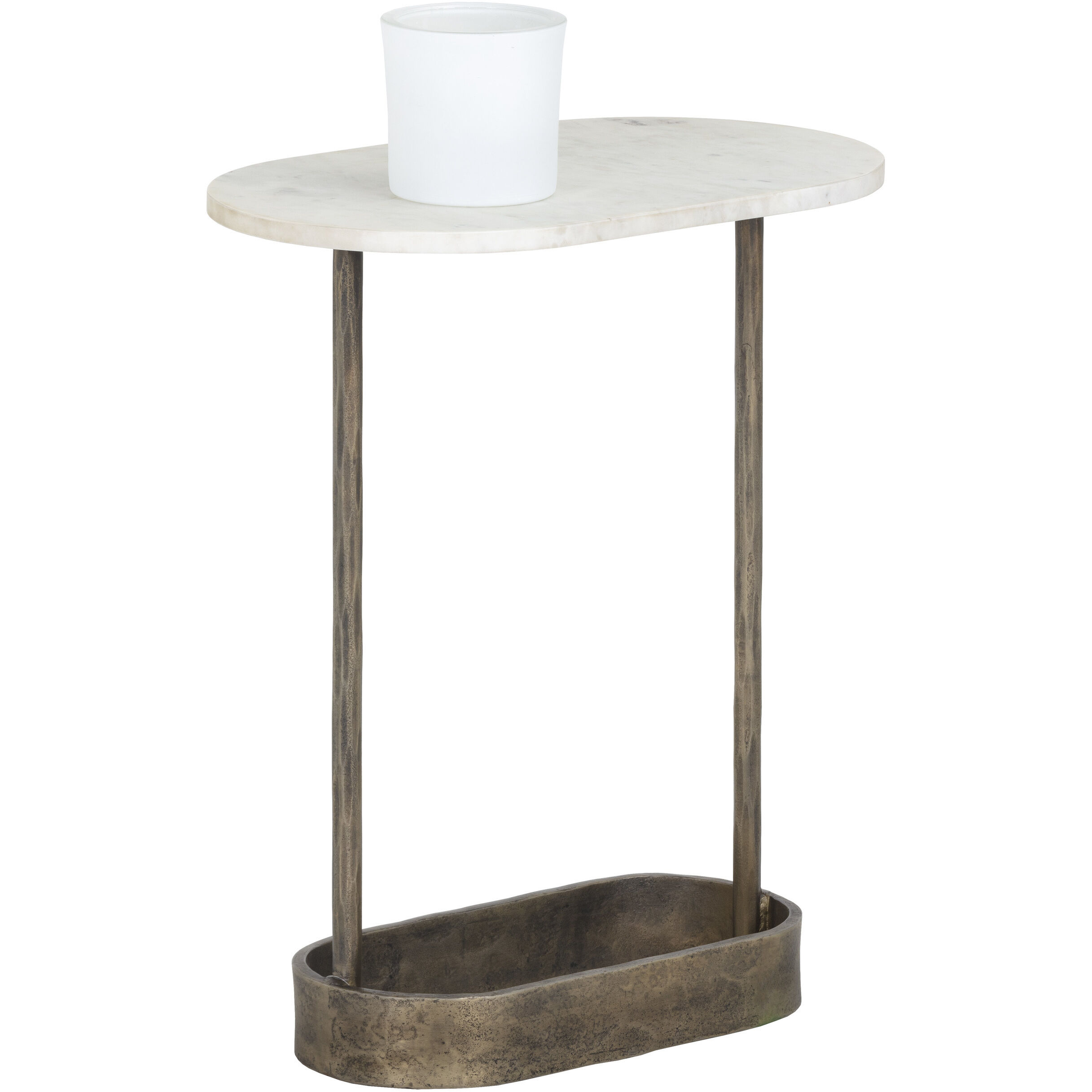 Eden 24 X 20 inch White / Antique Brass End Table